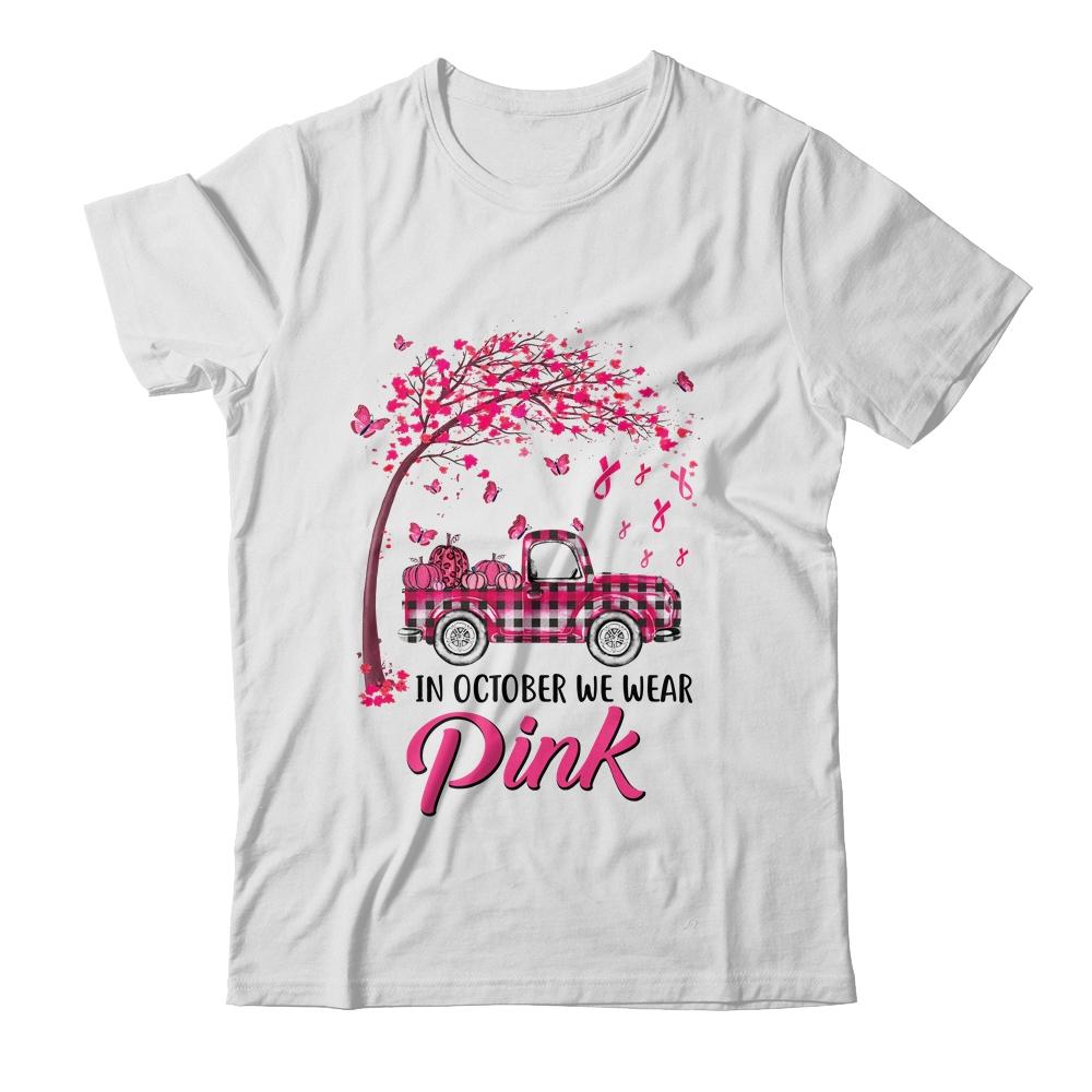 In October We Wear Pink Pumpkin Breast Cancer Awareness
