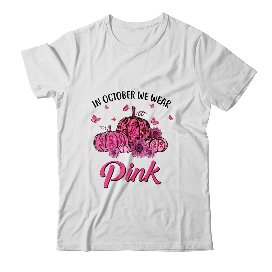 In October We Wear Pink Truck Pumpkin Breast Cancer-T-Shirt & Sweatshirt-Classic T-Shirt-White