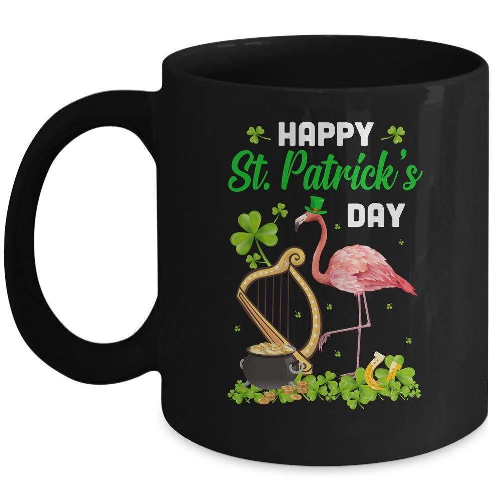 Irish Flamingo Green Saint Patrick Day Lucky St Pattys Mug-Coffee Mug-Mug-Black