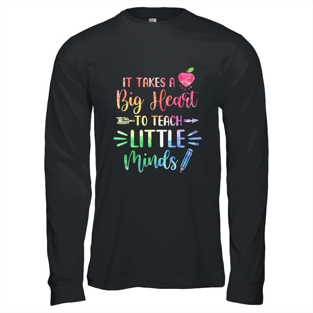 It Takes A Big Heart To Teach Little Minds Teacher-T-Shirt & Hoodie-Long Sleeve T-Shirt-Black