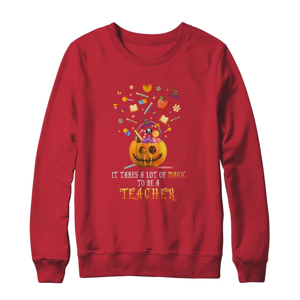 It Takes A Lot Of Magic To Be A Teacher Halloween-T-Shirt & Sweatshirt-Crewneck Sweatshirt-Red