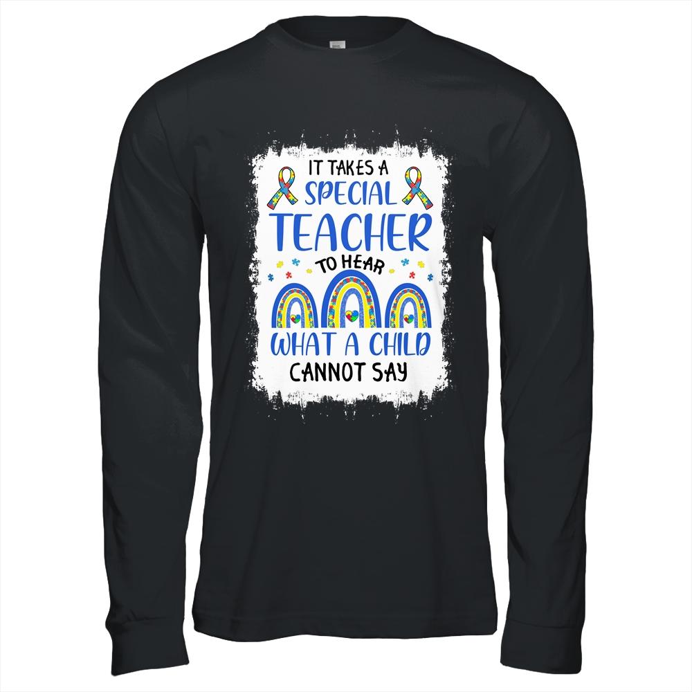 It Takes A Special Teacher To Hear What A Child Autism-T-Shirt & Hoodie-Long Sleeve T-Shirt-Black