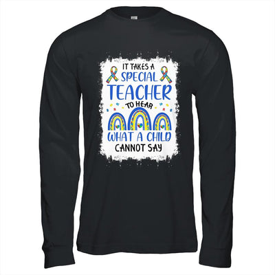 It Takes A Special Teacher To Hear What A Child Autism-T-Shirt & Hoodie-Long Sleeve T-Shirt-Black