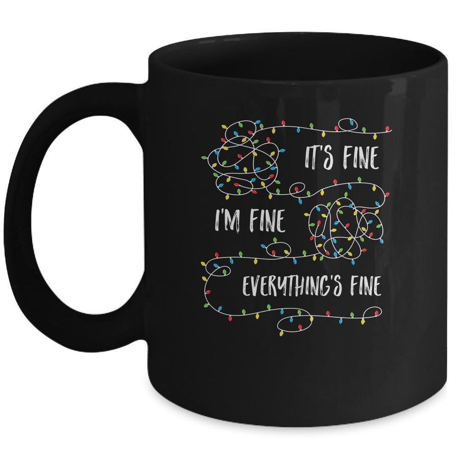 It's Fine I'm Fine Everything Is Fine Christmas Lights Mug-Coffee Mug-Mug-Black