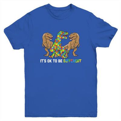 It's Ok To Be Different Dinosaur Autism Awareness Gifts Youth-Youth Shirt-Youth T-Shirt-Royal