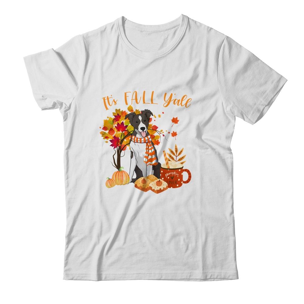 Its Fall Yall Border Collie Dog Halloween Autumn-T-Shirt & Sweatshirt-Classic T-Shirt-White