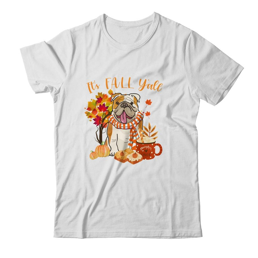 Its Fall Yall Bulldog Dog Halloween Autumn-T-Shirt & Sweatshirt-Classic T-Shirt-White