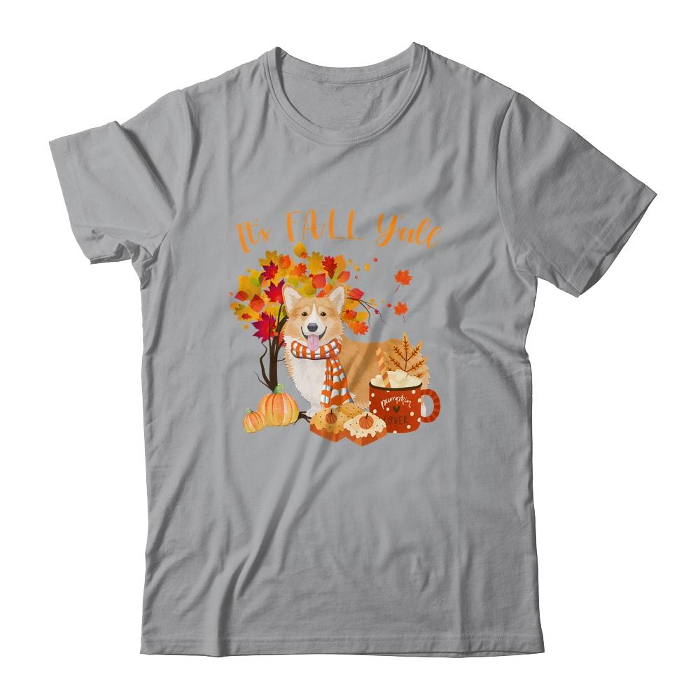 Its Fall Yall Corgi Dog Halloween Autumn-T-Shirt & Sweatshirt-Classic T-Shirt-Sport Grey