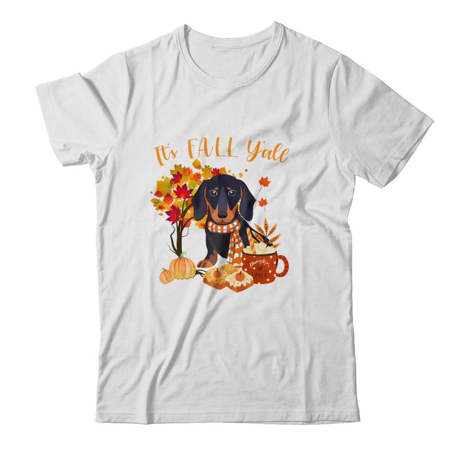 Its Fall Yall Dachshund Dog Halloween Autumn-T-Shirt & Sweatshirt-Classic T-Shirt-White
