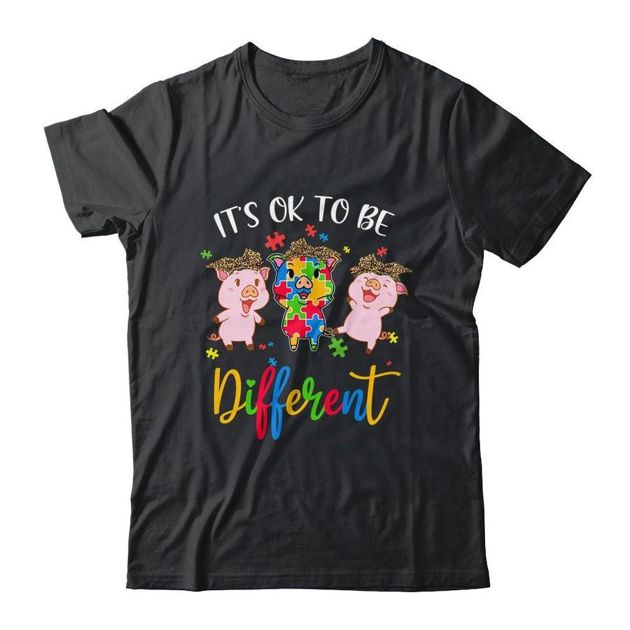 Its Ok To Be Different Pigs Autism Awareness Month-T-Shirt & Tank Top-Classic T-Shirt-Black