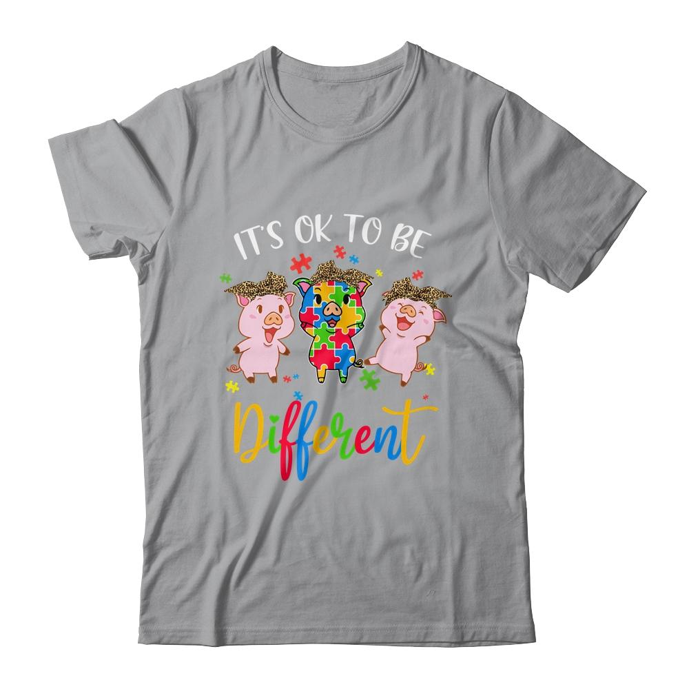 Its Ok To Be Different Pigs Autism Awareness Month-T-Shirt & Tank Top-Classic T-Shirt-Sport Grey