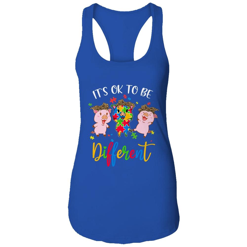 Its Ok To Be Different Pigs Autism Awareness Month-T-Shirt & Tank Top-Women's Ideal Racerback Tank-Royal