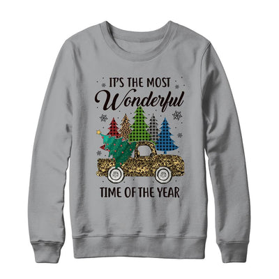 Its The Most Wonderful Time Of The Year Plaid Christmas Tree-T-Shirt & Sweatshirt-Crewneck Sweatshirt-Sport Grey