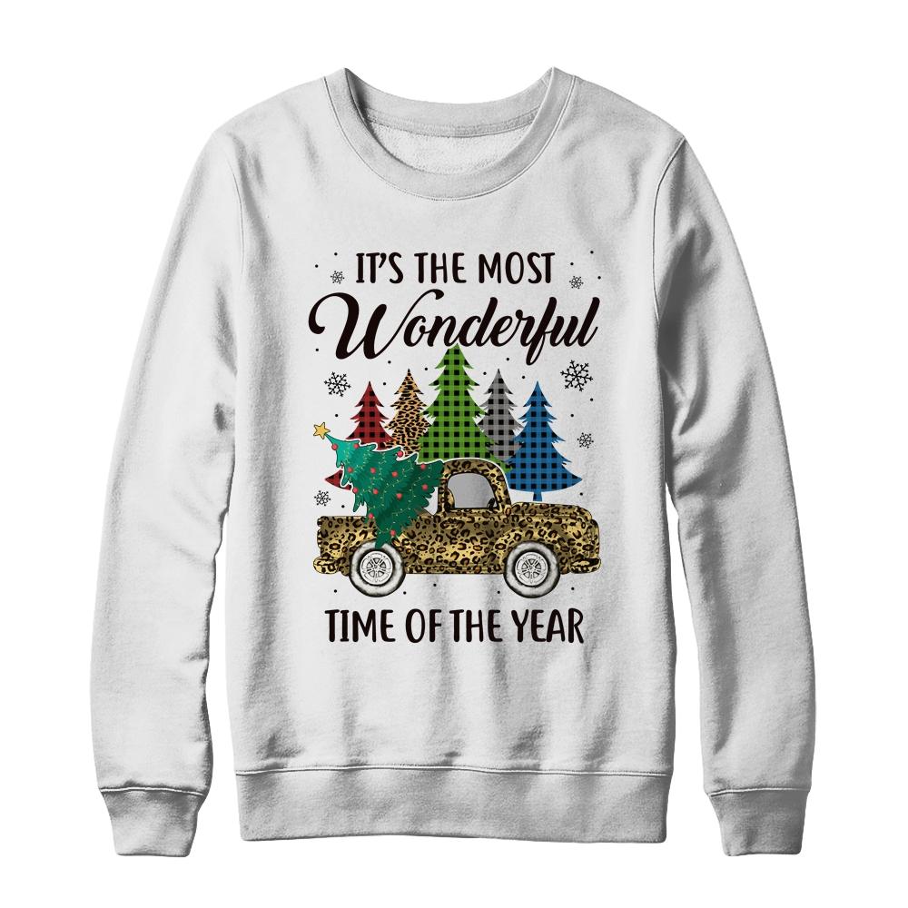 Its The Most Wonderful Time Of The Year Plaid Christmas Tree-T-Shirt & Sweatshirt-Crewneck Sweatshirt-White