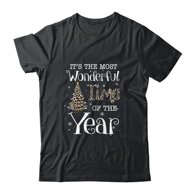 Its The Most Wonderful Time The Year Leopard Plaid Christmas Tree-T-Shirt & Sweatshirt-Classic T-Shirt-Black