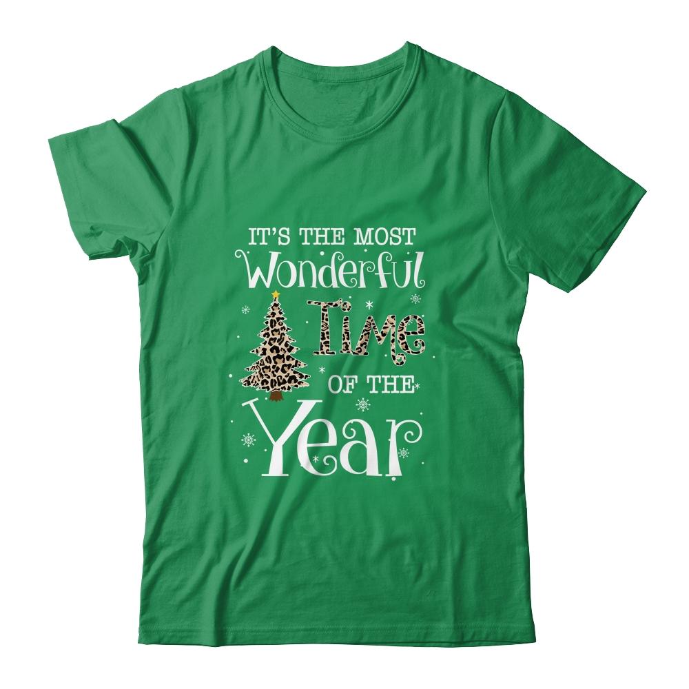 Its The Most Wonderful Time The Year Leopard Plaid Christmas Tree-T-Shirt & Sweatshirt-Classic T-Shirt-Irish Green