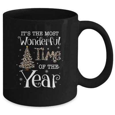Its The Most Wonderful Time The Year Leopard Plaid Christmas Tree Mug-Coffee Mug-Mug-Black