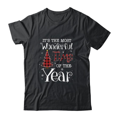 Its The Most Wonderful Time The Year Red Plaid Christmas Tree-T-Shirt & Sweatshirt-Classic T-Shirt-Black