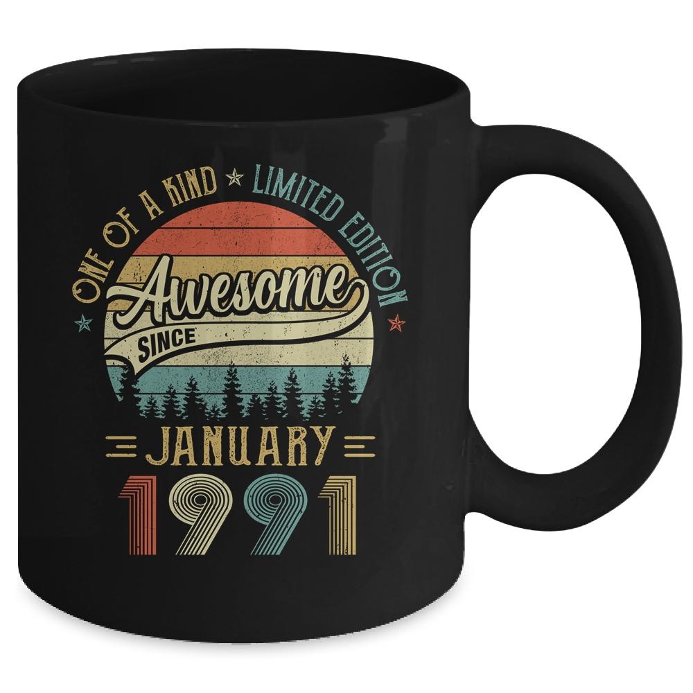 January 1991 Vintage 30 Years Old Retro 30th Birthday Gift Mug-Coffee Mug-Mug-Black