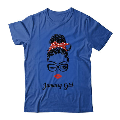 January Girl Woman Face Wink Eyes Lady Face Birthday Gift-T-Shirt & Tank Top-Classic T-Shirt-Royal