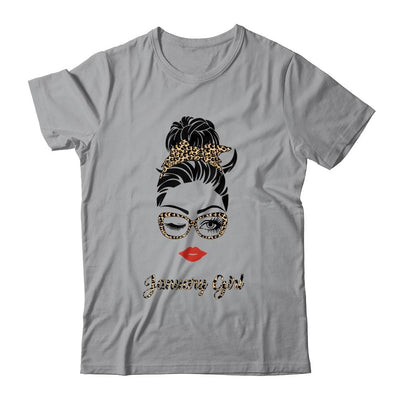 January Girl Woman Lips Eyes Lady Leopard Birthday Gift-T-Shirt & Tank Top-Classic T-Shirt-Sport Grey