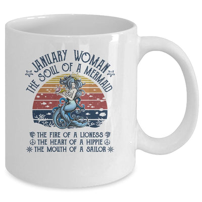 January Woman The Soul Of A Mermaid Vintage Birthday Gift Mug-Coffee Mug-Mug-White