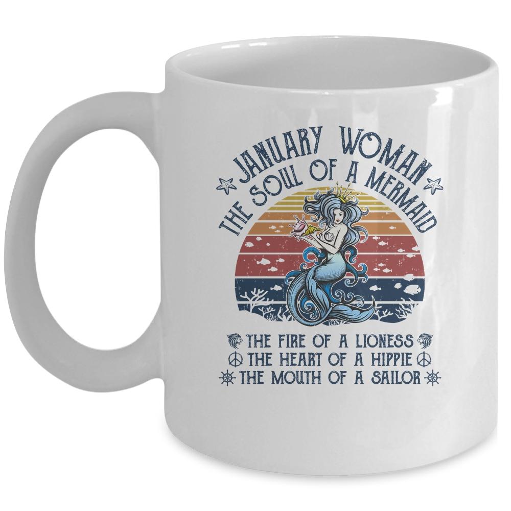 January Woman The Soul Of A Mermaid Vintage Birthday Gift Mug