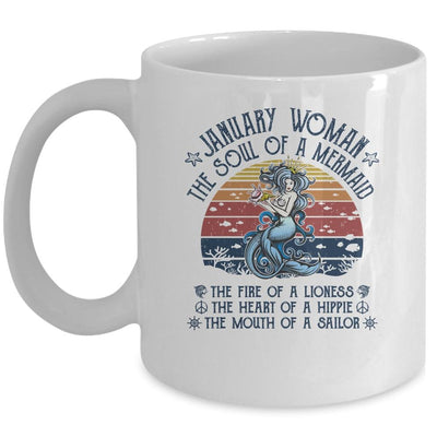 January Woman The Soul Of A Mermaid Vintage Birthday Gift Mug-Coffee Mug-Mug-White