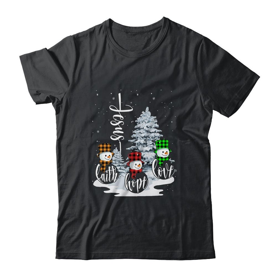 Jesus Faith Hope Love Snowman Funny Xmas For Christian-T-Shirt & Sweatshirt-Classic T-Shirt-Black