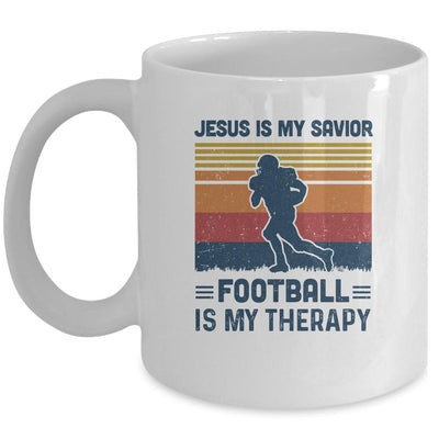 Jesus Is My Savior Football Is My Therapy Vintage Christian Gift Mug-Coffee Mug-Mug-White