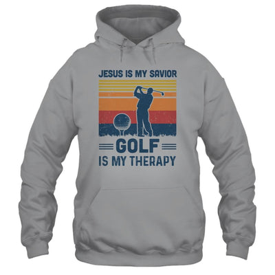 Jesus Is My Savior Golf Is My Therapy Vintage Christian Gift-T-Shirt & Hoodie-Pullover Hoodie-Sport Grey