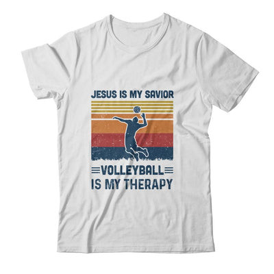Jesus Is My Savior Volleyball Is My Therapy Vintage Christian Gift-T-Shirt & Hoodie-Classic T-Shirt-White