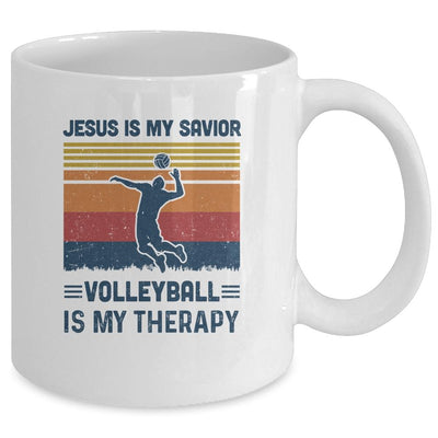 Jesus Is My Savior Volleyball Is My Therapy Vintage Christian Gift Mug-Coffee Mug-Mug-White