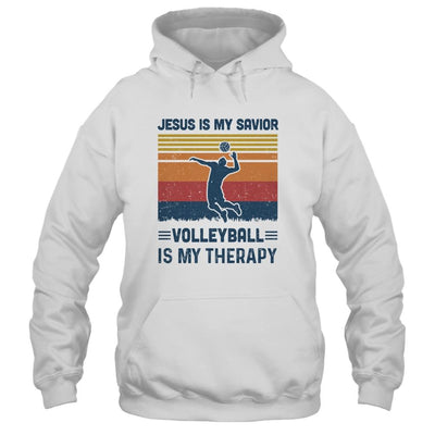 Jesus Is My Savior Volleyball Is My Therapy Vintage Christian Gift-T-Shirt & Hoodie-Pullover Hoodie-White