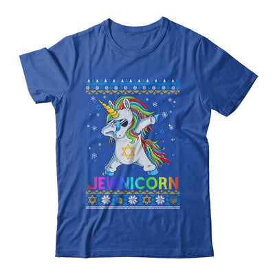 Jewnicorn Ugly Hanukkah Sweater Dabbing Unicorn Chanukah-T-Shirt & Sweatshirt-Classic T-Shirt-Royal