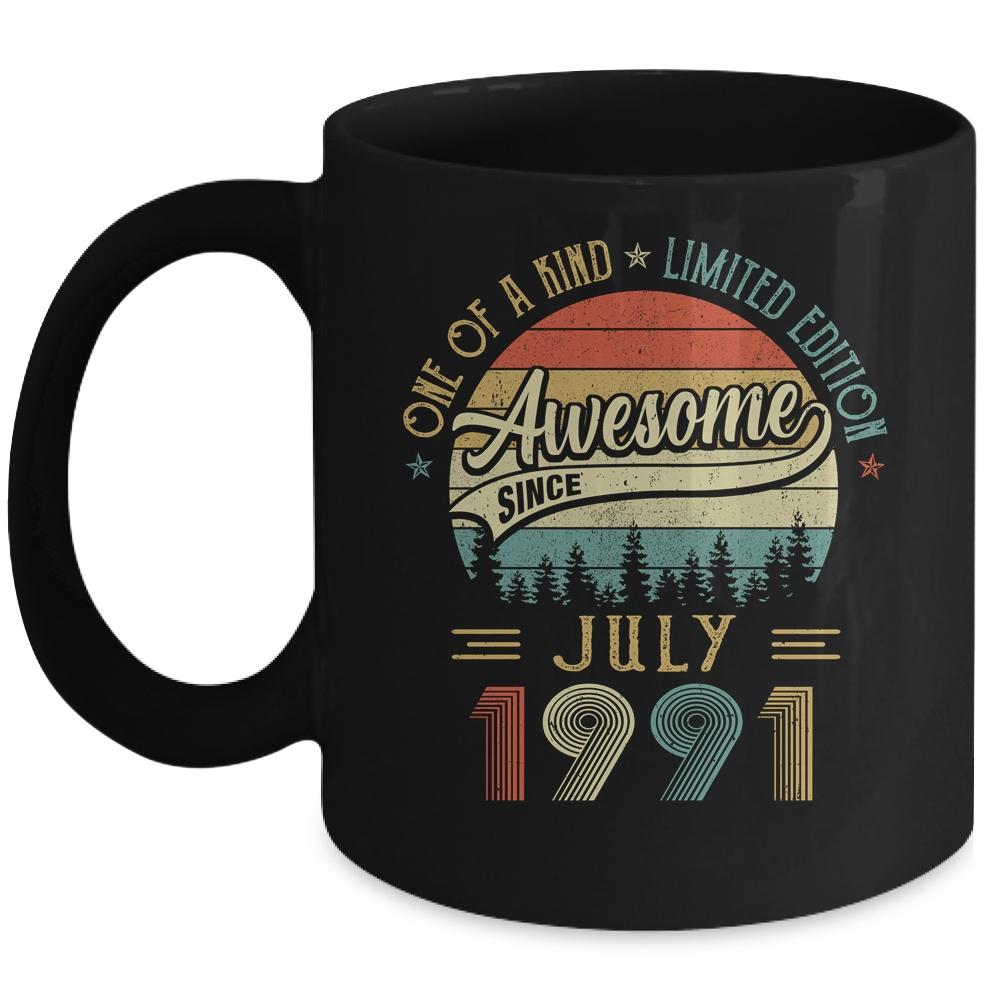 July 1991 Vintage 30 Years Old Retro 30th Birthday Gift Mug-Coffee Mug-Mug-Black
