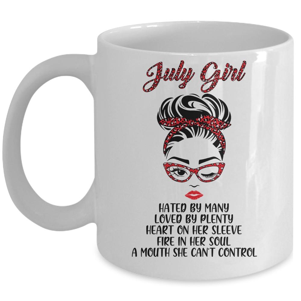 July Girl Hated By Many Loved By Plenty Leopard Women Mug-Coffee Mug-Mug-White