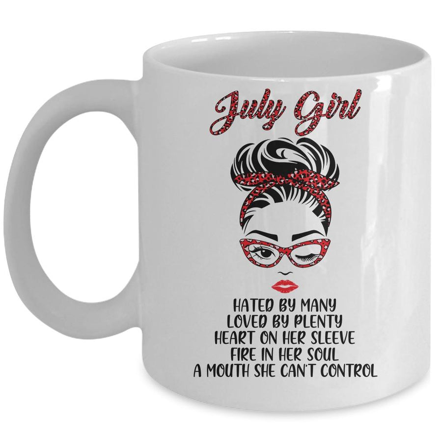 July Girl Hated By Many Loved By Plenty Leopard Women Mug-Coffee Mug-Mug-White