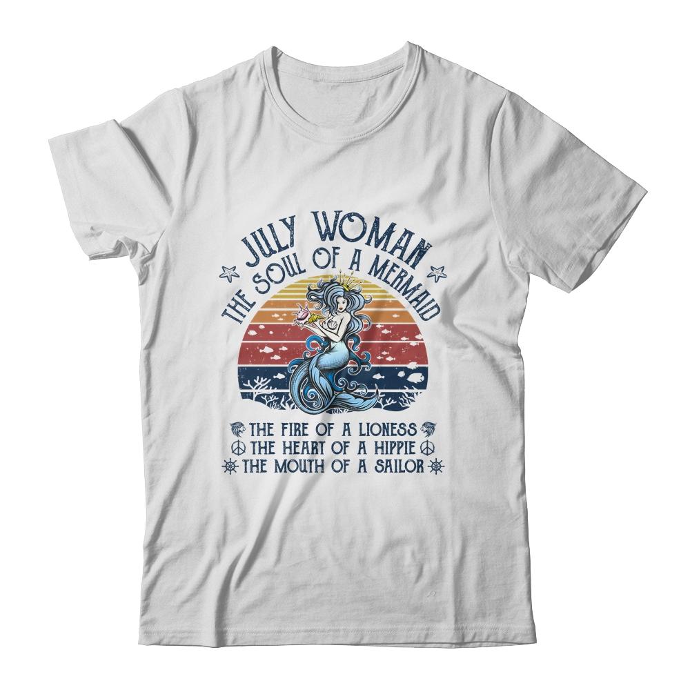 July Woman The Soul Of A Mermaid Vintage Birthday Gift-T-Shirt & Tank Top-Classic T-Shirt-White