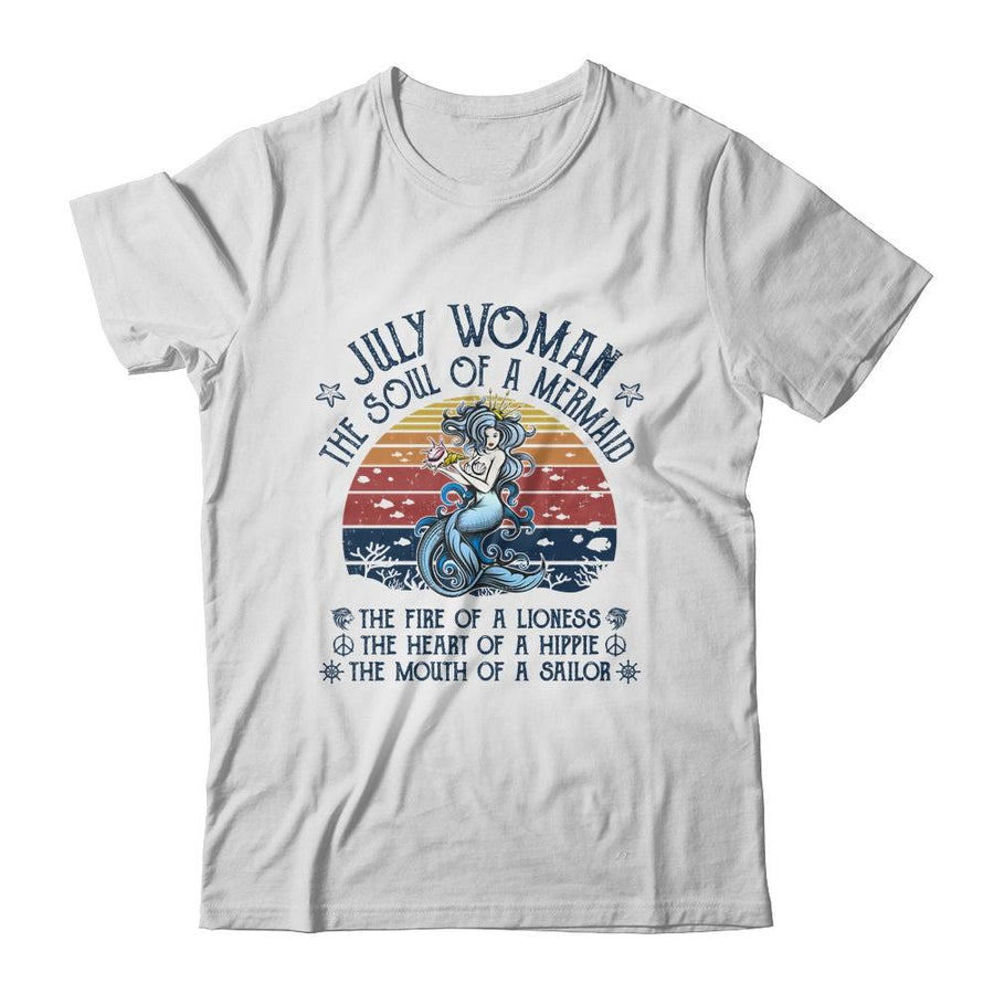 July Woman The Soul Of A Mermaid Vintage Birthday Gift-T-Shirt & Tank Top-Classic T-Shirt-White