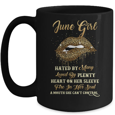 June Girl Birthday Funny Leopard Sexy Lip Mug-Coffee Mug-Mug-Black