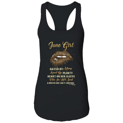 June Girl Birthday Funny Leopard Lips Women-T-Shirt & Tank Top-Women's Ideal Racerback Tank-Black