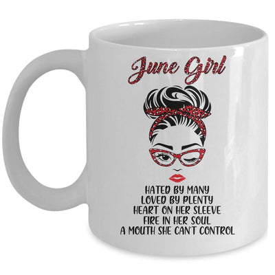 June Girl Hated By Many Loved By Plenty Leopard Women Mug-Coffee Mug-Mug-White