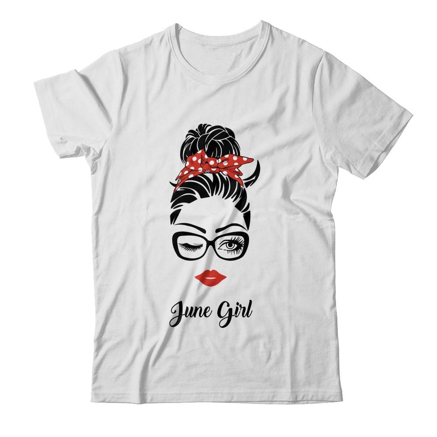 June Girl Woman Face Wink Eyes Lady Face Birthday Gift-T-Shirt & Tank Top-Classic T-Shirt-White