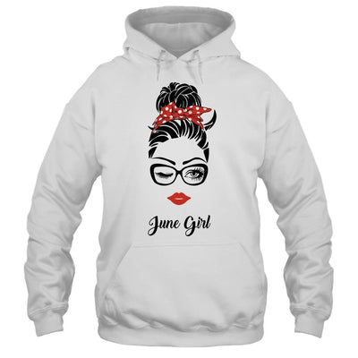 June Girl Woman Face Wink Eyes Lady Face Birthday Gift-T-Shirt & Tank Top-Pullover Hoodie-White