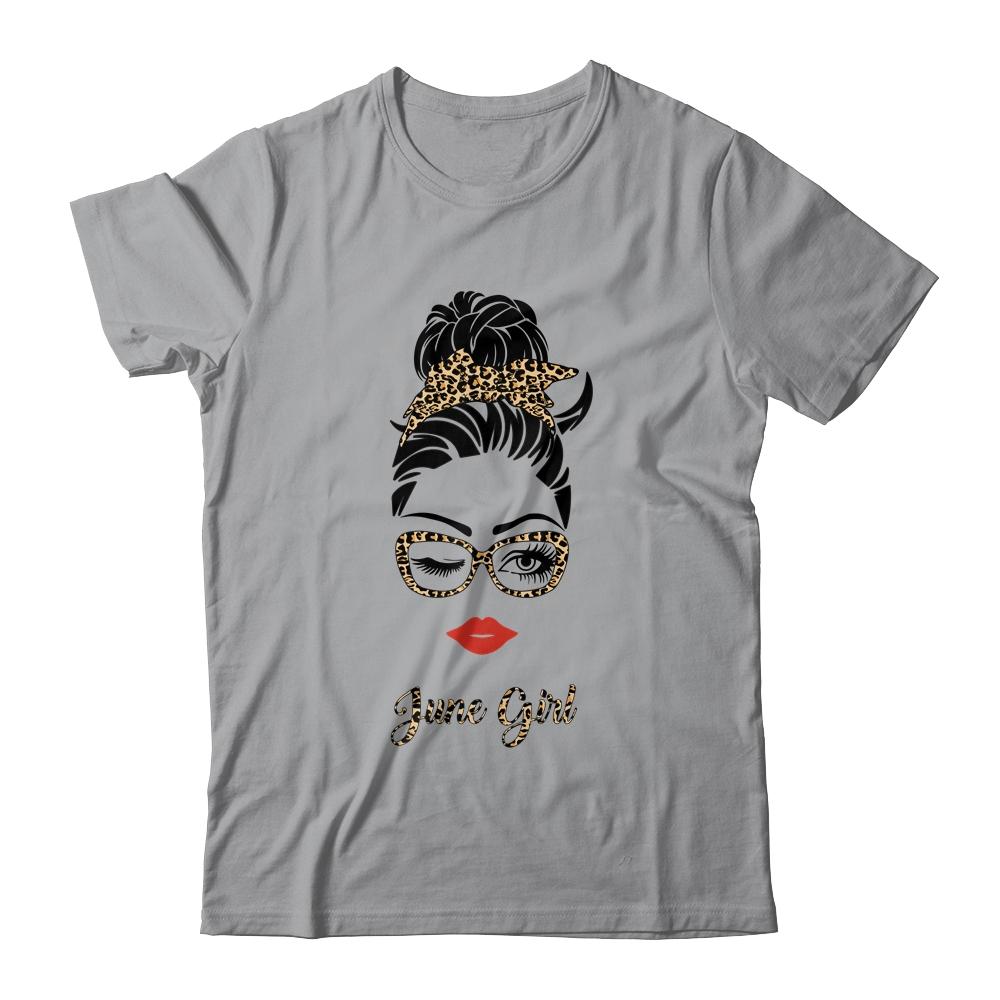 June Girl Woman Lips Eyes Lady Leopard Birthday Gift-T-Shirt & Tank Top-Classic T-Shirt-Sport Grey