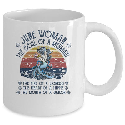 June Woman The Soul Of A Mermaid Vintage Birthday Gift Mug-Coffee Mug-Mug-White