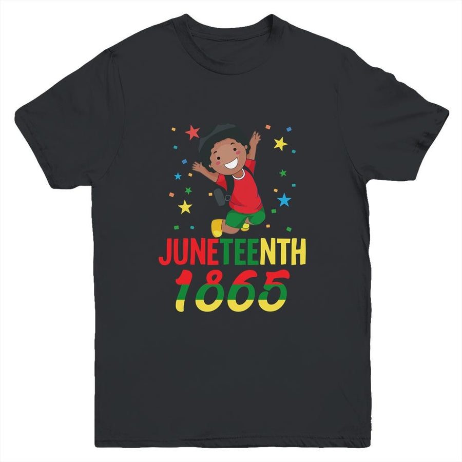 Juneteenth Celebrating 1865 Cute Black Boys Youth-Youth Shirt-Youth T-Shirt-Black