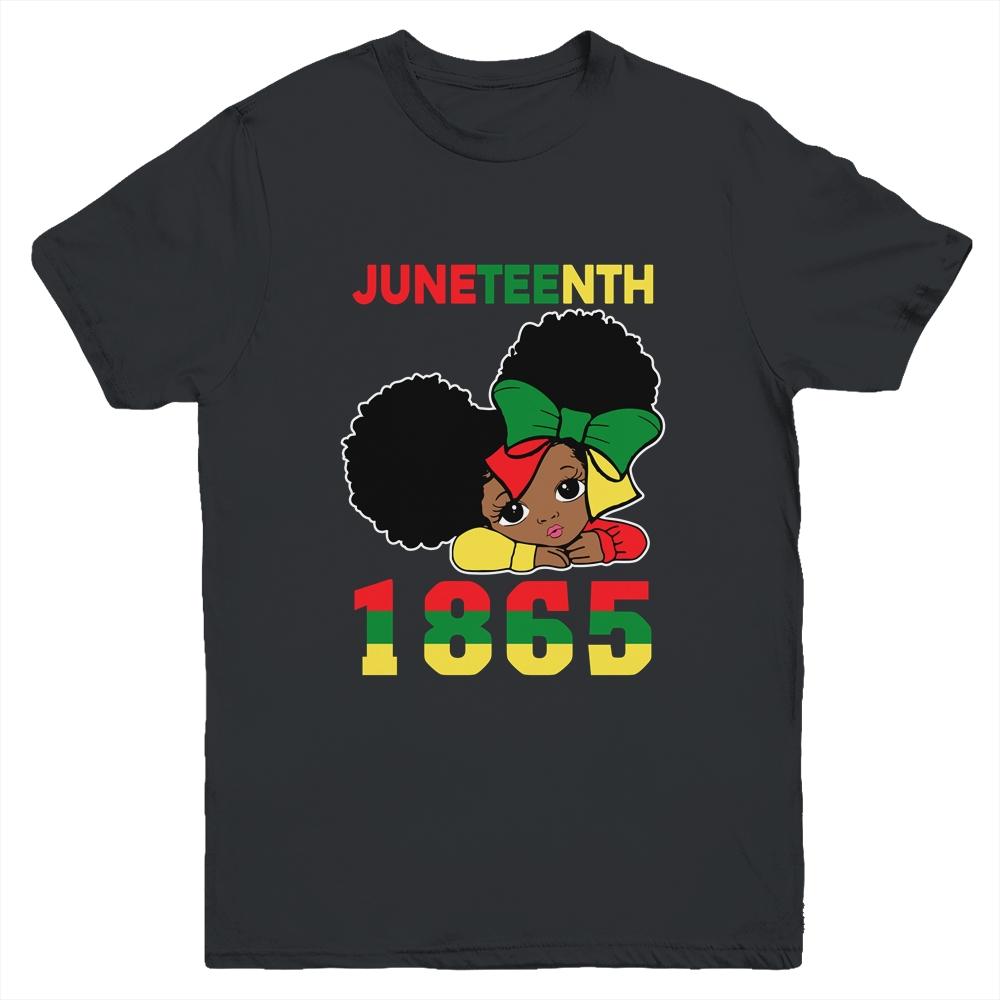 Juneteenth Celebrating 1865 Cute Black Girls Kids Youth-Youth Shirt-Youth T-Shirt-Black