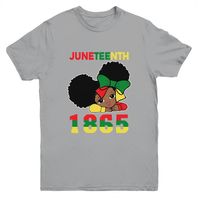 Juneteenth Celebrating 1865 Cute Black Girls Kids Youth-Youth Shirt-Youth T-Shirt-Sport Grey
